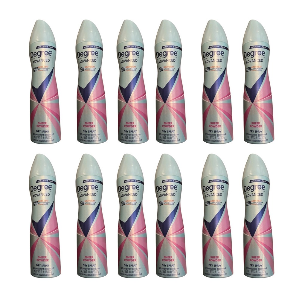 Degree Advanced Sheer Powder Dry Spray Deodorant 72H Protection Lot of 12‎